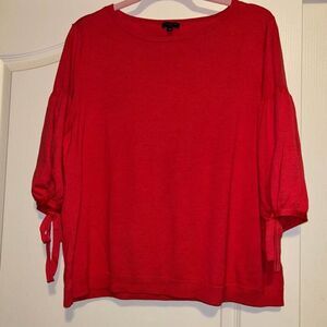 Talbots coral pink orange puff tie 3/4 sleeve sweater top woman's size XLP